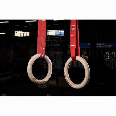 Купить Кольца гимнастические 32 мм красные стропы в Истре 
